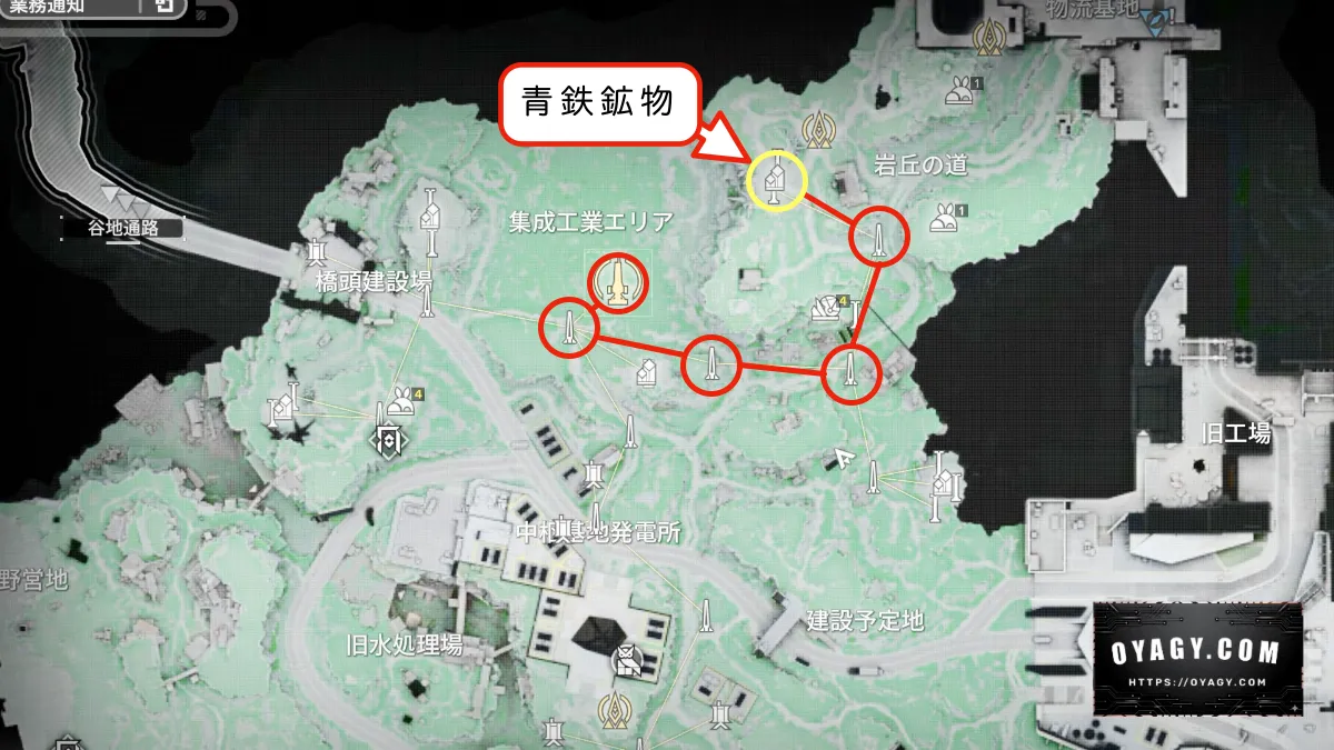 V0.2中枢エリアの北側の送電網と採鉱スポットを解説