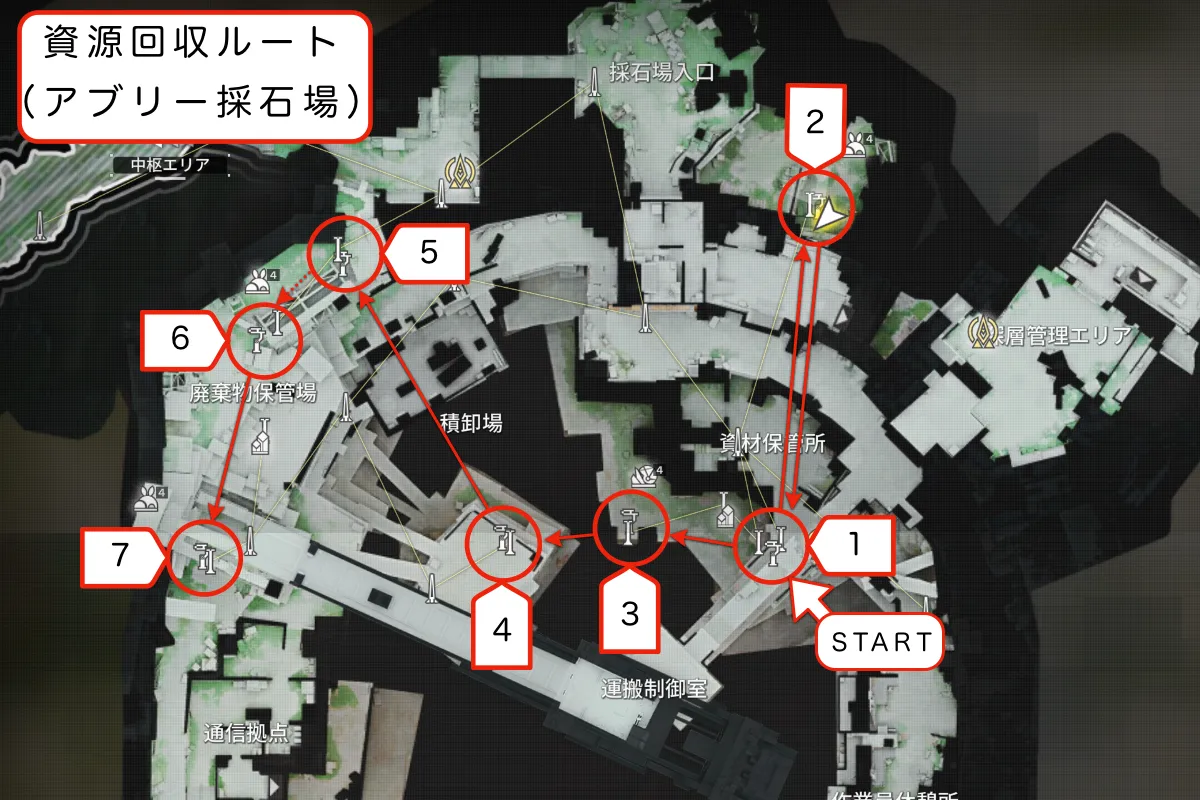 【Endfield】アブリー採石場の資源回収ルートMAP