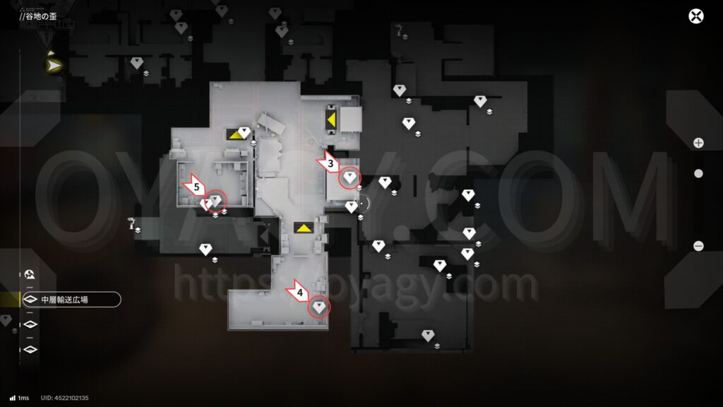 【Endfield】蝕像探索エリア4宝箱マップ(中層輸送広場)