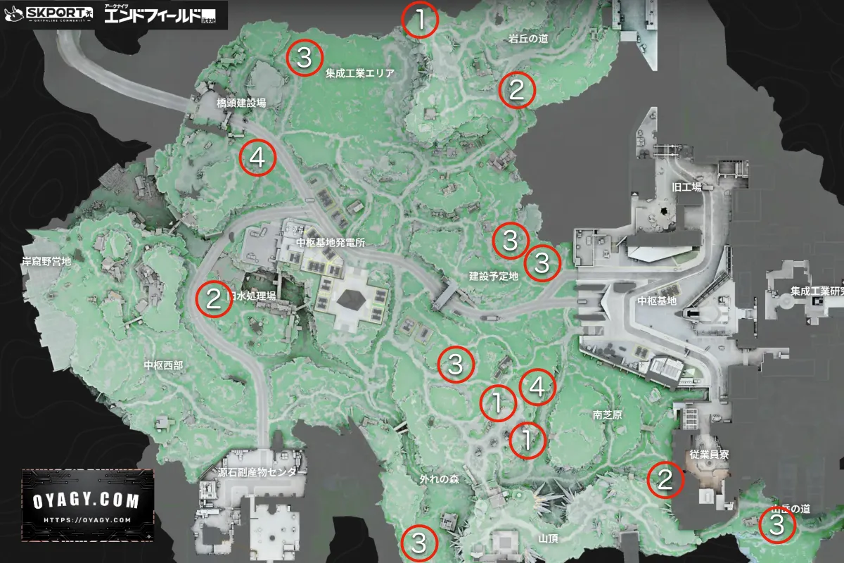 【Endfield】獣肉マップ(中枢エリア)