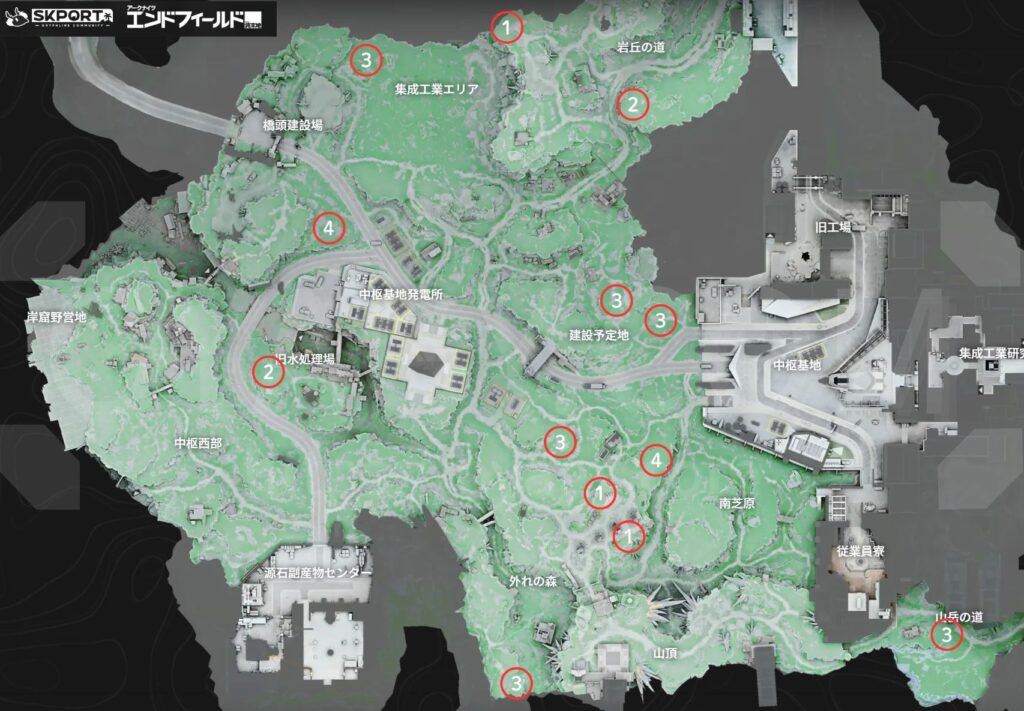 【Endfield】獣肉マップ（中枢エリア）