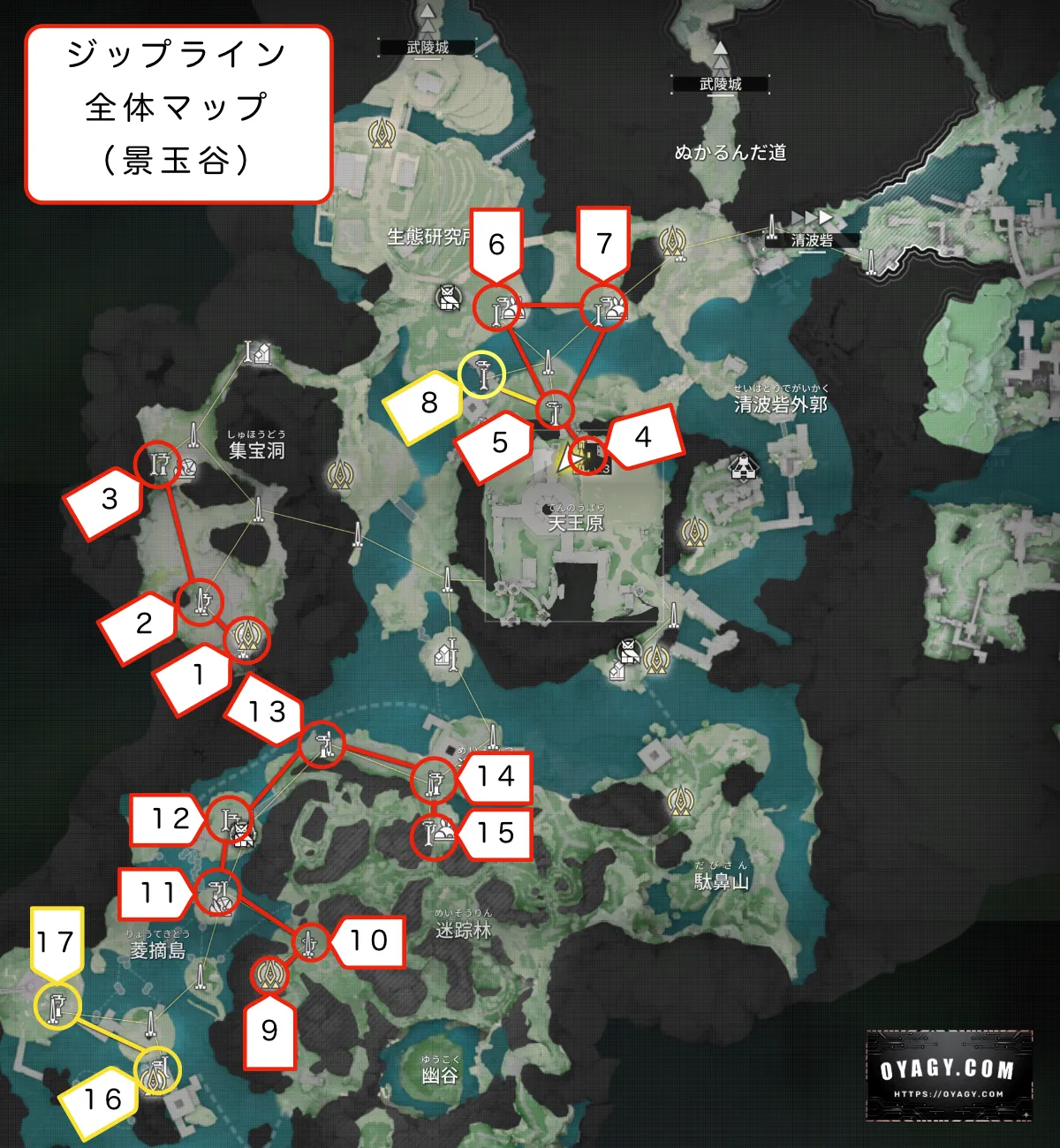 【Endfield】景玉谷のジップライン配置全体マップ