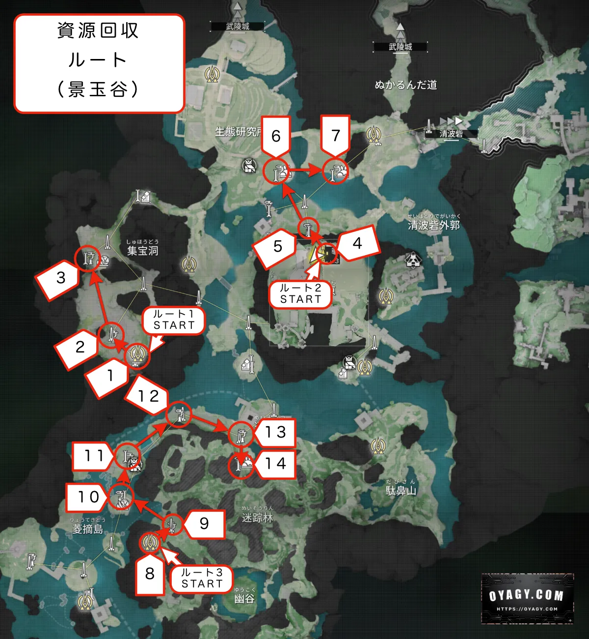 【Endfield】景玉谷の資源回収ルートMAP