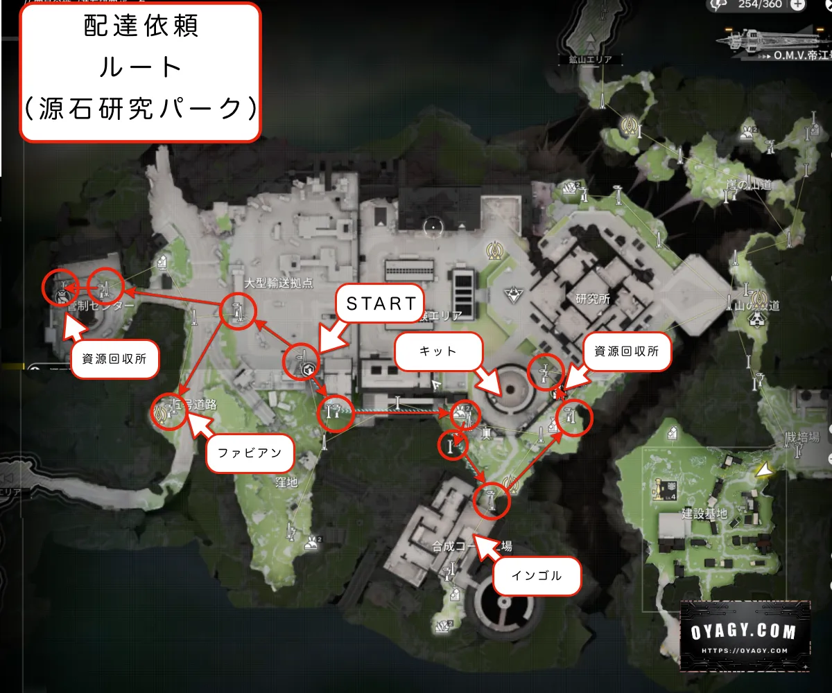 【Endfield】源石研究パークの配達依頼ルート